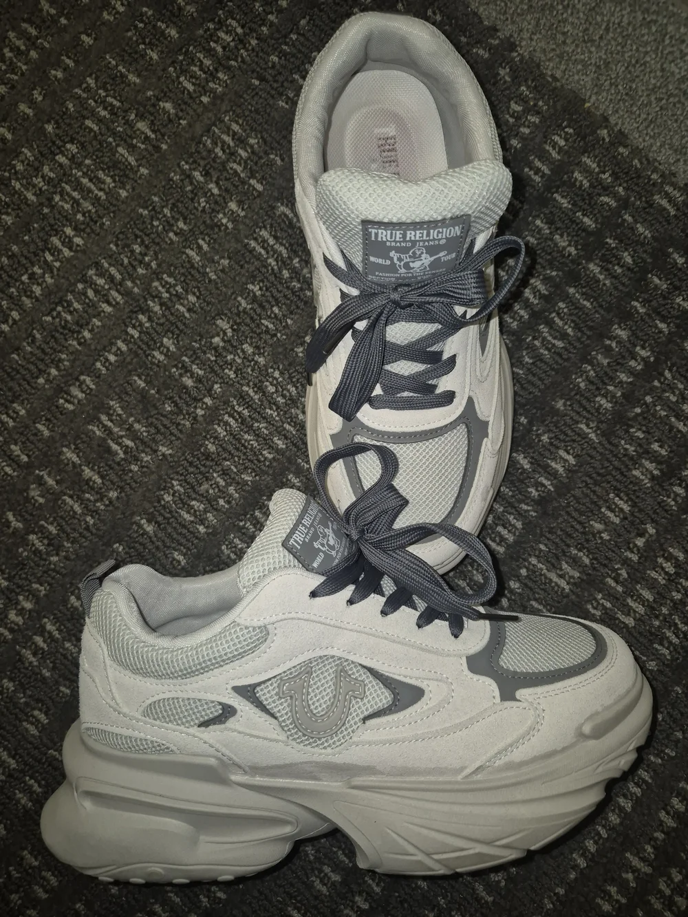 True Religion White and Gray Men's Athletic Sneakers